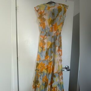 Vince Camino Floral Tiered Maxi Dress in Yellow & Blue